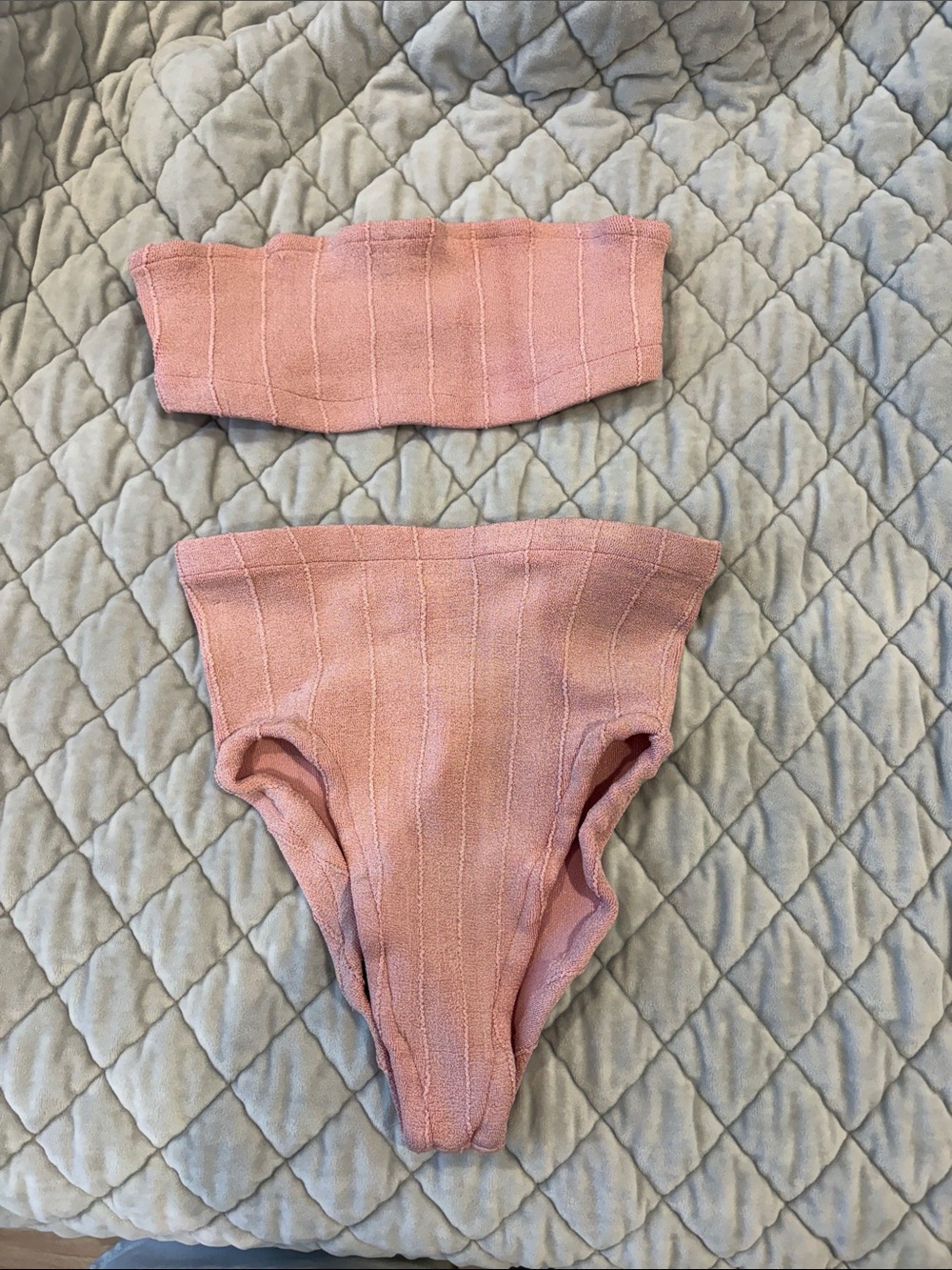 Hunza g women pink  Ribbed Two-Piece Swim Set great condition